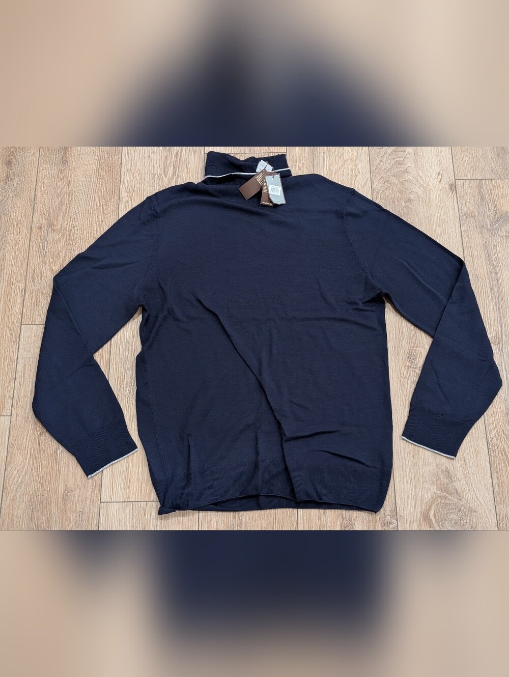$495 Mens CANALI Wool Blend Turtleneck Sweater Navy 56 US 46